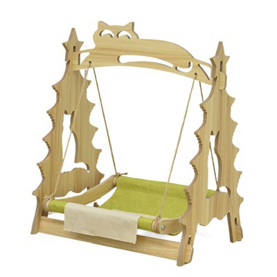 Medinė kačių hamako lova